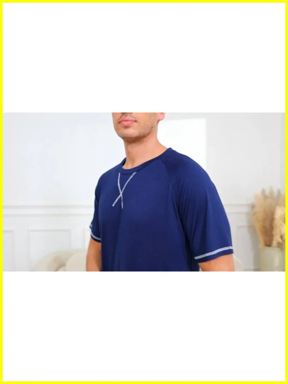Men's Cotton Pajama Set with Pockets, Short Sleeve Sleepwear, Lounge Set,